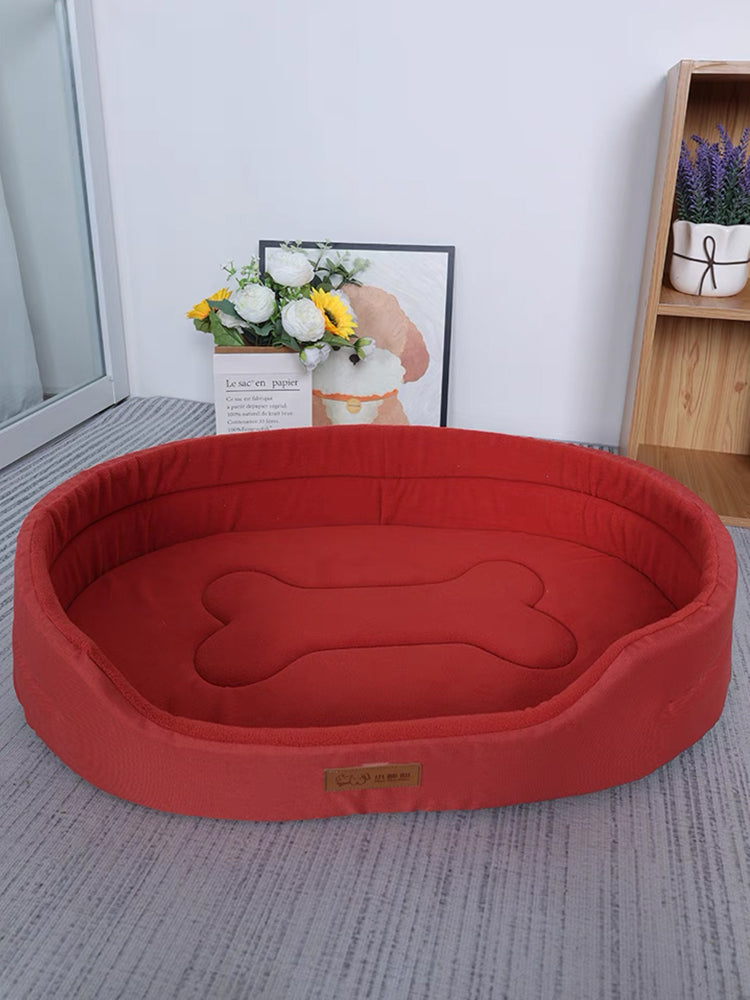 Dog bed with anti-slip feature, breathable cover & orthopedic memory foam for pets.