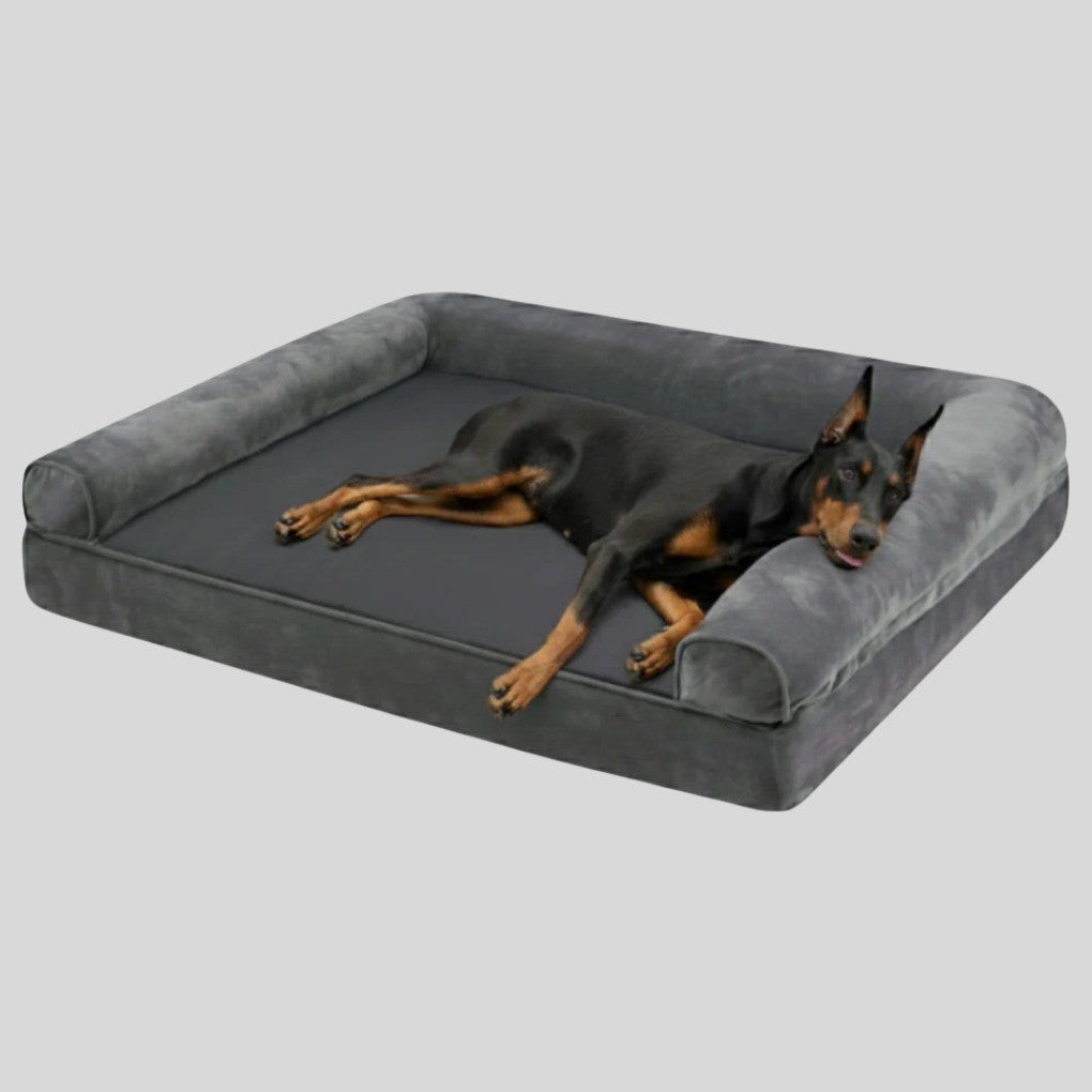 Supportive memory foam dog bed for pets, featuring a non-slip base and durable, washable cover.