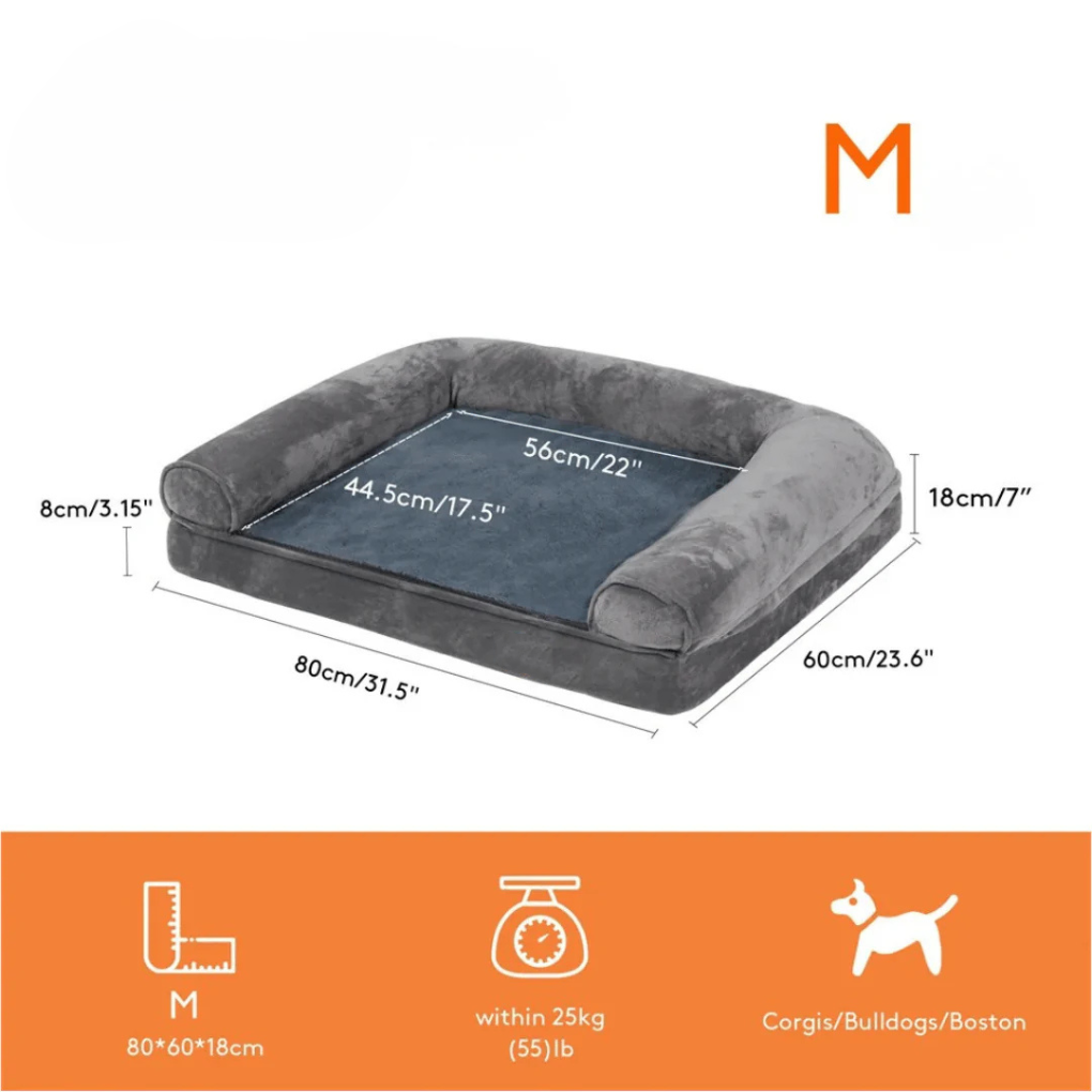 Large dog bed with advanced orthopedic memory foam for joint support and a practical, washable cover.