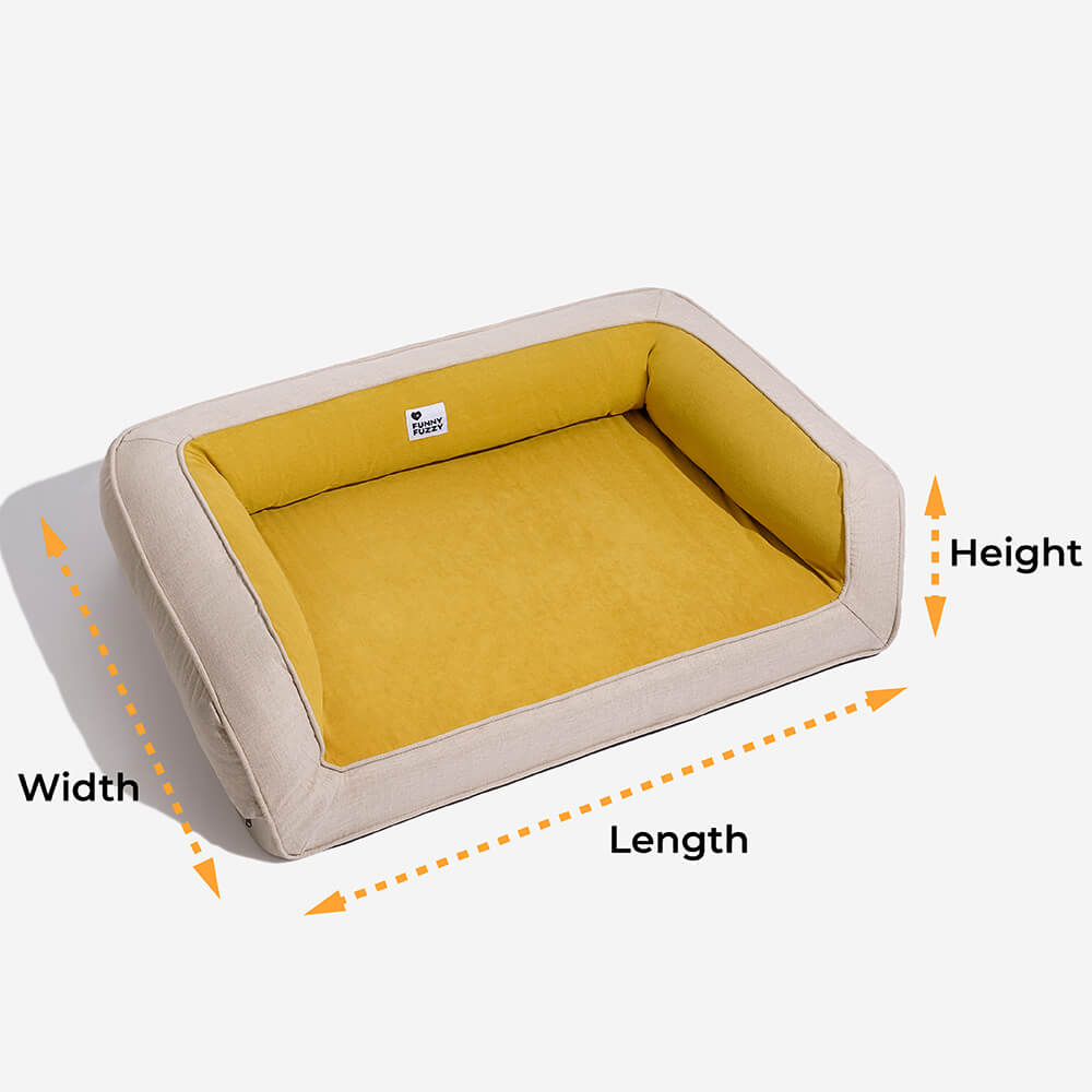 Couple of dogs sharing a spacious orthopedic sofa bed, ample comfort for large pets