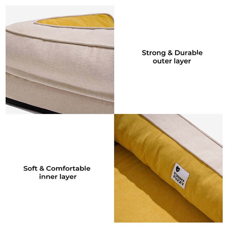 Orthopedic dog bed with bolstered sides for head and neck support, washable pet furniture