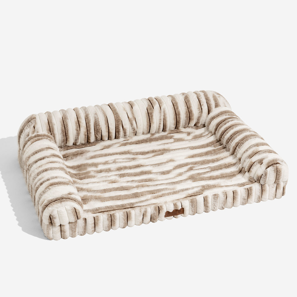 Unisex striped orthopedic bolster pet bed, soft & durable for dogs & cats, non-slip base