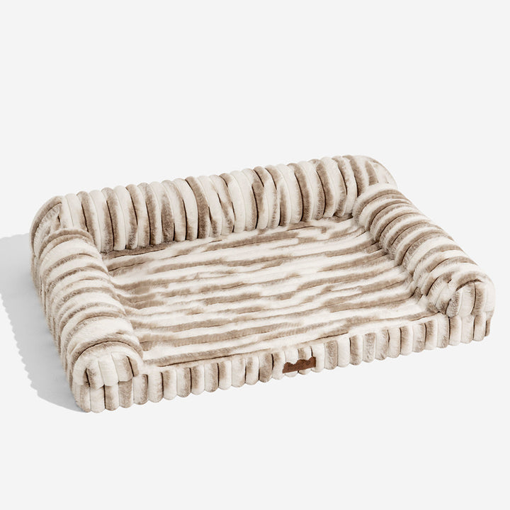 Unisex striped orthopedic bolster pet bed, soft & durable for dogs & cats, non-slip base
