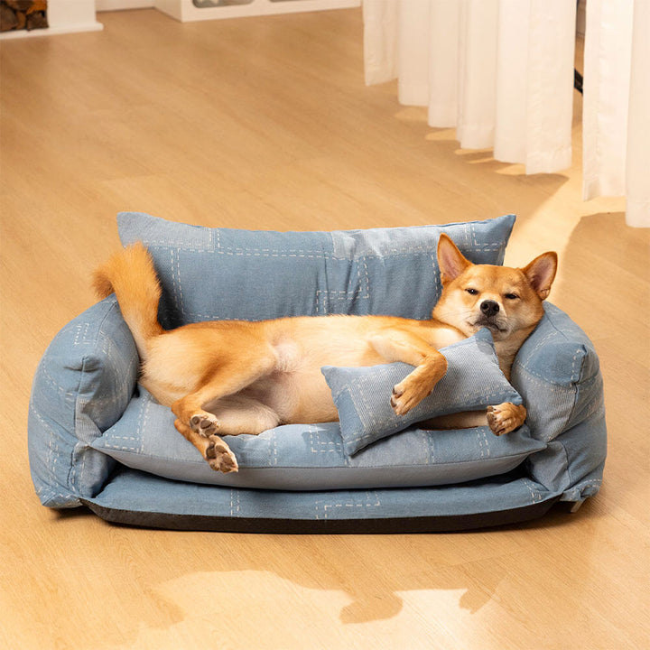 Dog B-XL bed, double layer design with supportive memory foam and a cozy lambswool sleeping surface