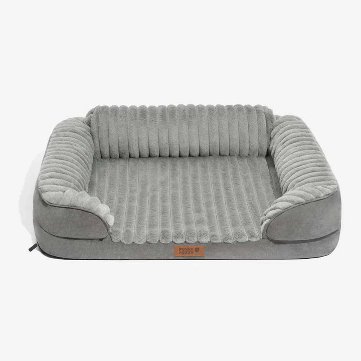 Supportive bolster dog bed, washable orthopedic pet sofa for joint relief