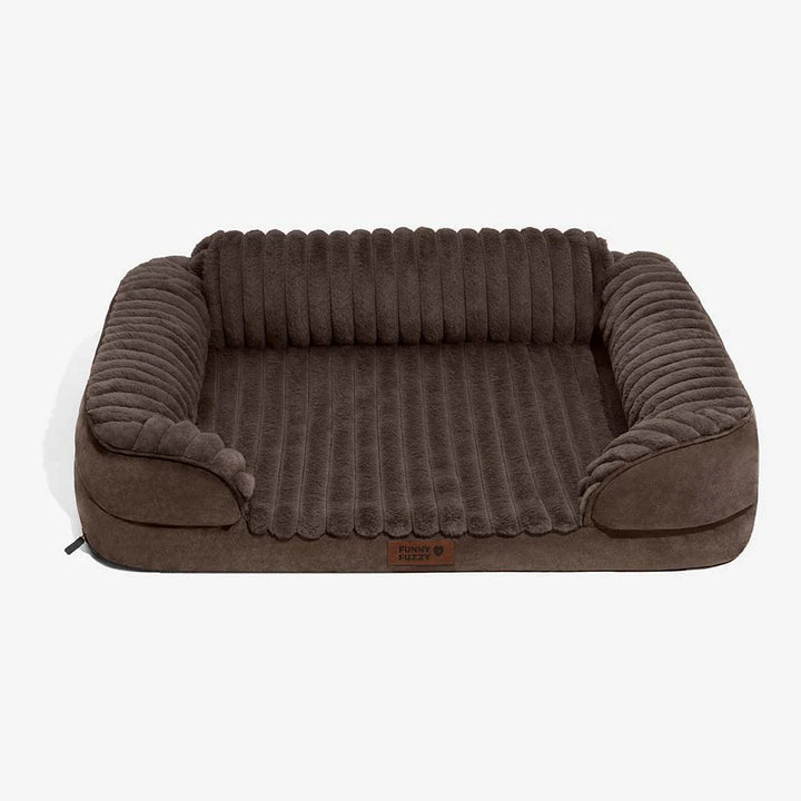 Large orthopedic dog bed, washable plush bolster pet sofa for deep sleep