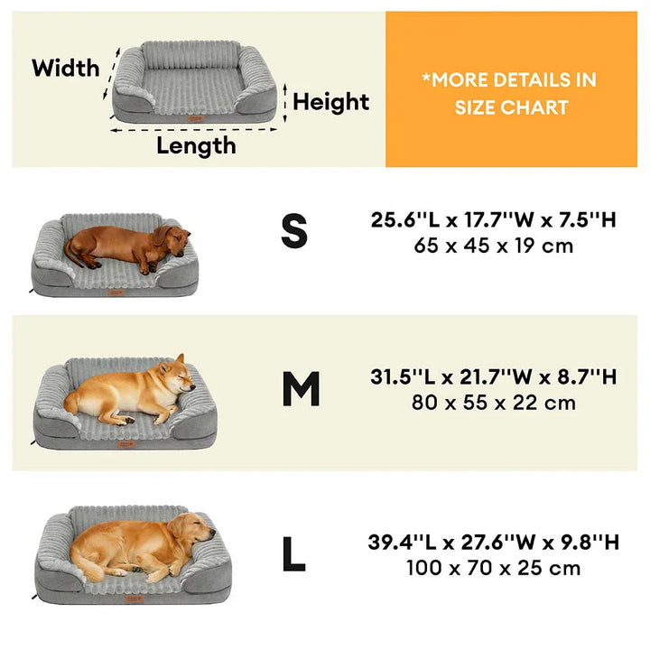 Premium orthopedic dog bed, plush washable pet sofa with high bolster walls