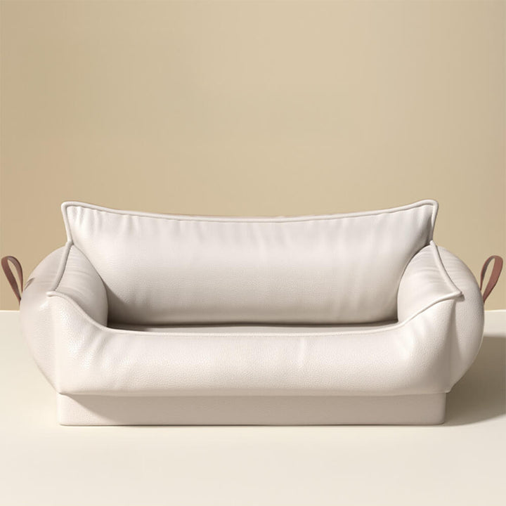 Large orthopedic pet bed, natural latex for joint support, grey sofa style for dogs and cats