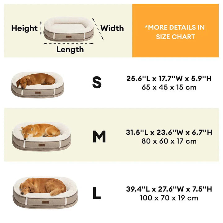 Top view of a plush gray calming pet bed, spacious and inviting for dogs and cats
