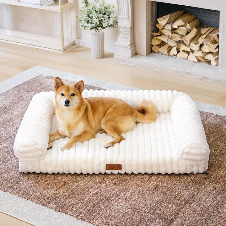 Orthopedic soft sofa dog bed for small cats & dogs, fluffy comfort, washable cover