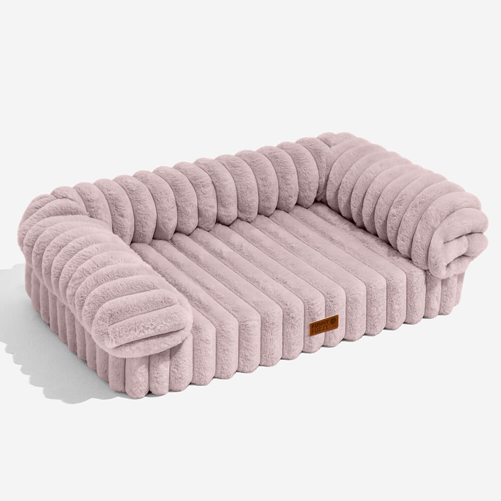 Fluffy orthopedic cat bed, sofa style, soft pet comfort for restful sleep