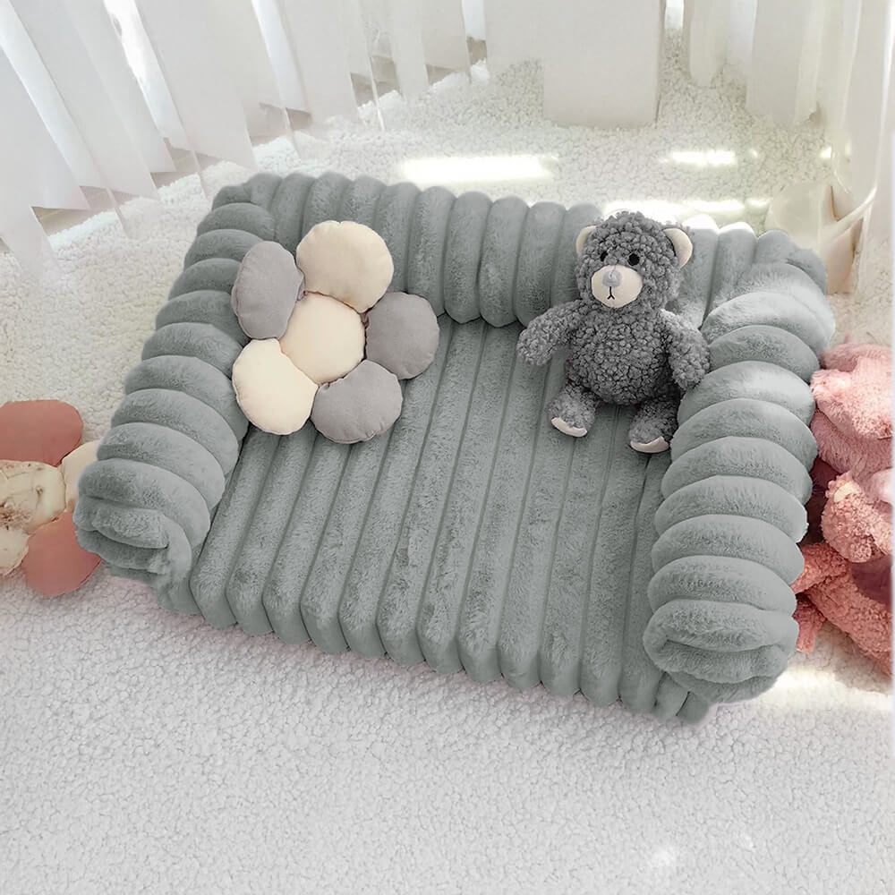 Luxury orthopedic dog sofa bed, fluffy texture, washable cover, pet comfort