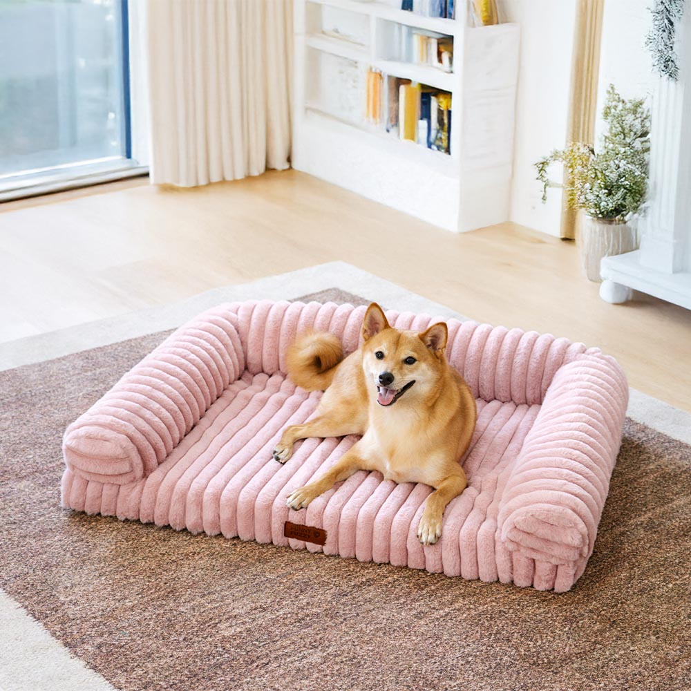 Fluffy orthopedic pet sofa bed, washable, supportive for small to large dogs & cats