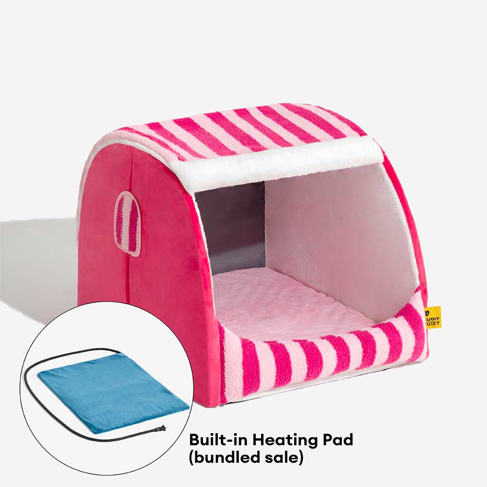 Orthopedic striped pet bed, providing excellent support for aging pets