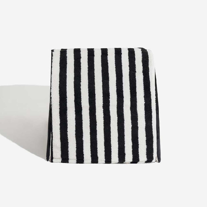 Pet bed featuring a timeless striped pattern & orthopedic benefits