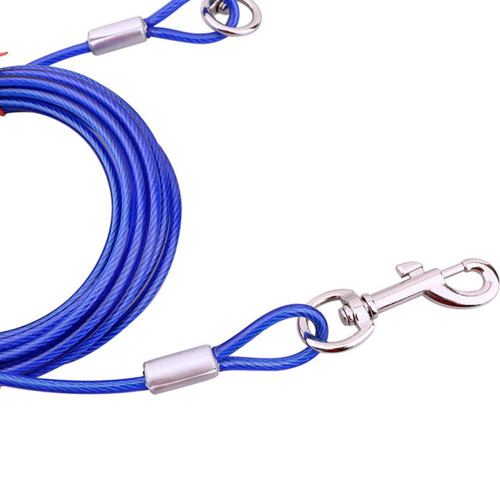 Long outdoor dog leash made of PVC coated steel, perfect for pet safety & durability