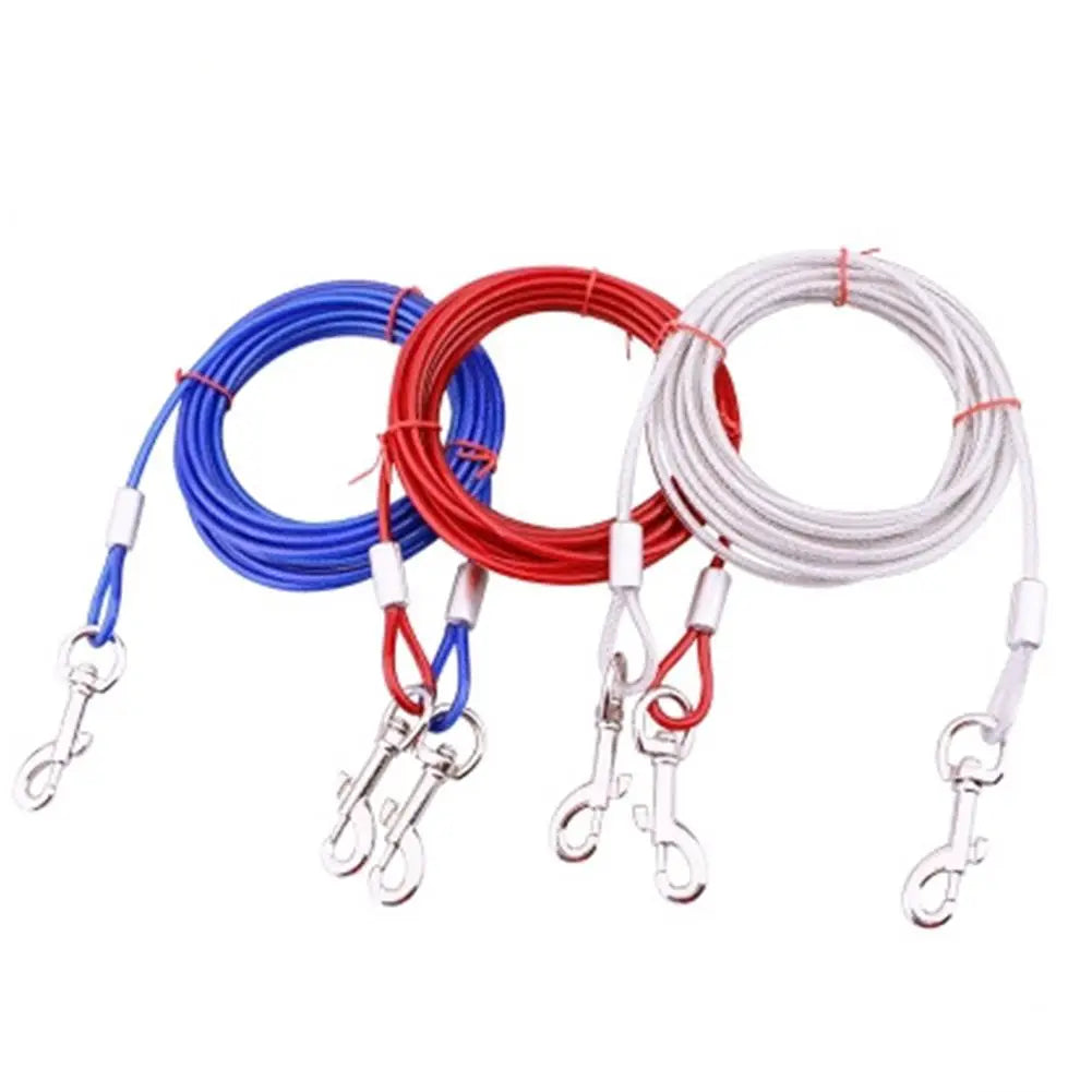 Safe pet outdoor leash: PVC coated steel cable for ultimate strength & weather resistance