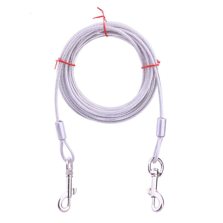 PVC coated steel cable dog leash, designed for long-lasting outdoor pet use