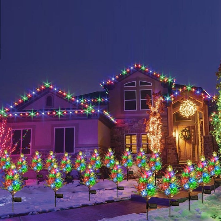 Durable solar cypress tree light with a starry glow, offering waterproof functionality for garden pathway lighting.