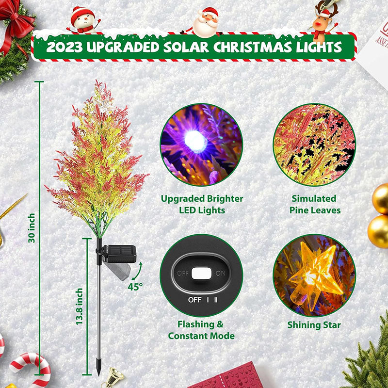 Elegant outdoor solar cypress tree light, featuring LED starry illumination for charming garden decor.