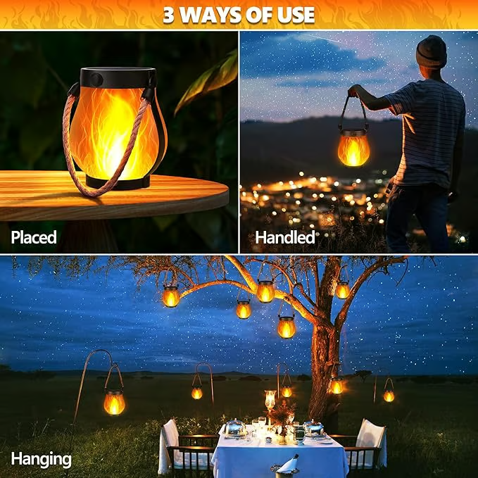 Beautiful solar flame outdoor light, perfect for adding a touch of magic to garden nights