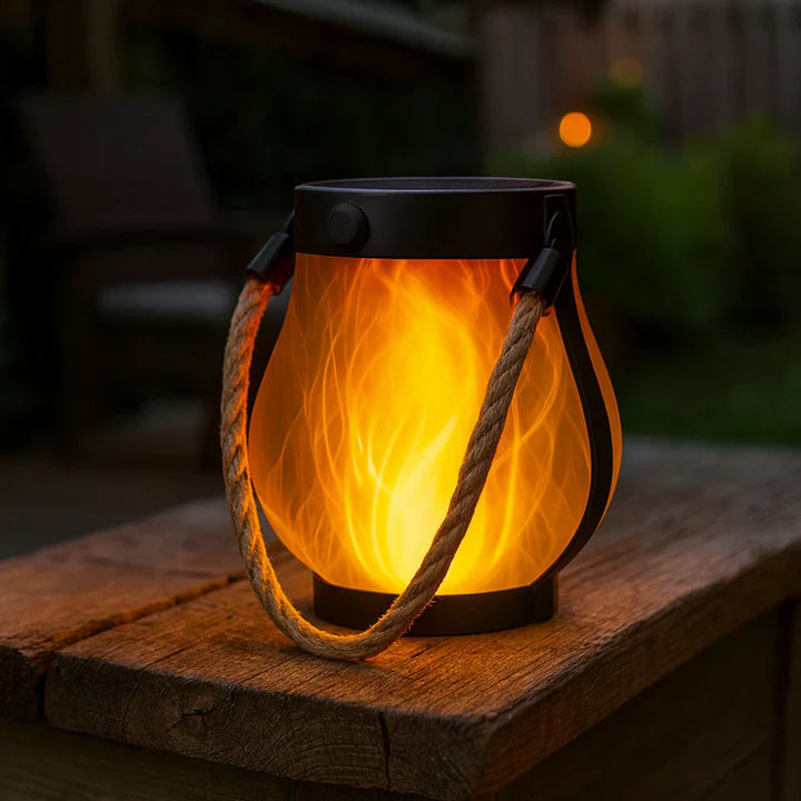 Waterproof solar flame lantern, casting a warm, romantic glow for outdoor ambiance