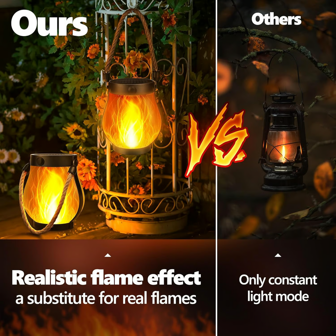 Decorative solar flame lantern, enhancing garden decor with its unique light effect