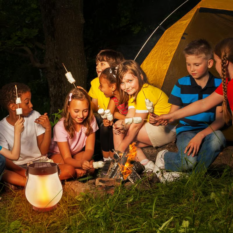 Solar powered dancing flame lantern, adding a cozy, romantic feel to any outdoor space