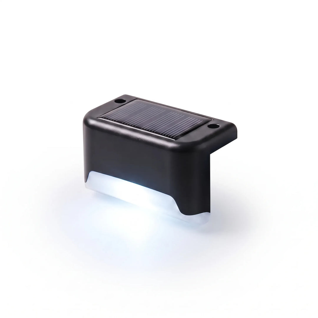 Wireless solar LED deck lights for outdoor steps & paths. Waterproof, automatic exterior lighting solution.