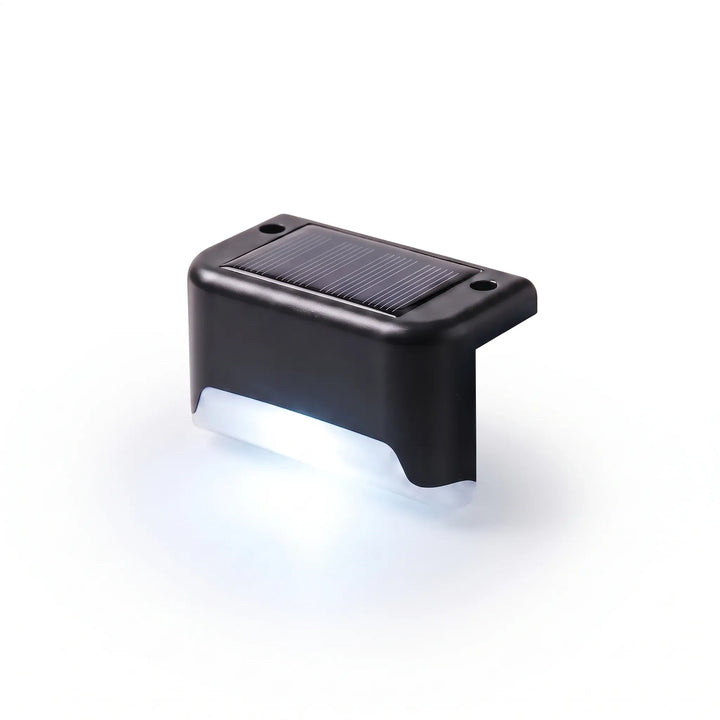 Wireless solar LED deck lights for outdoor steps & paths. Waterproof, automatic exterior lighting solution.