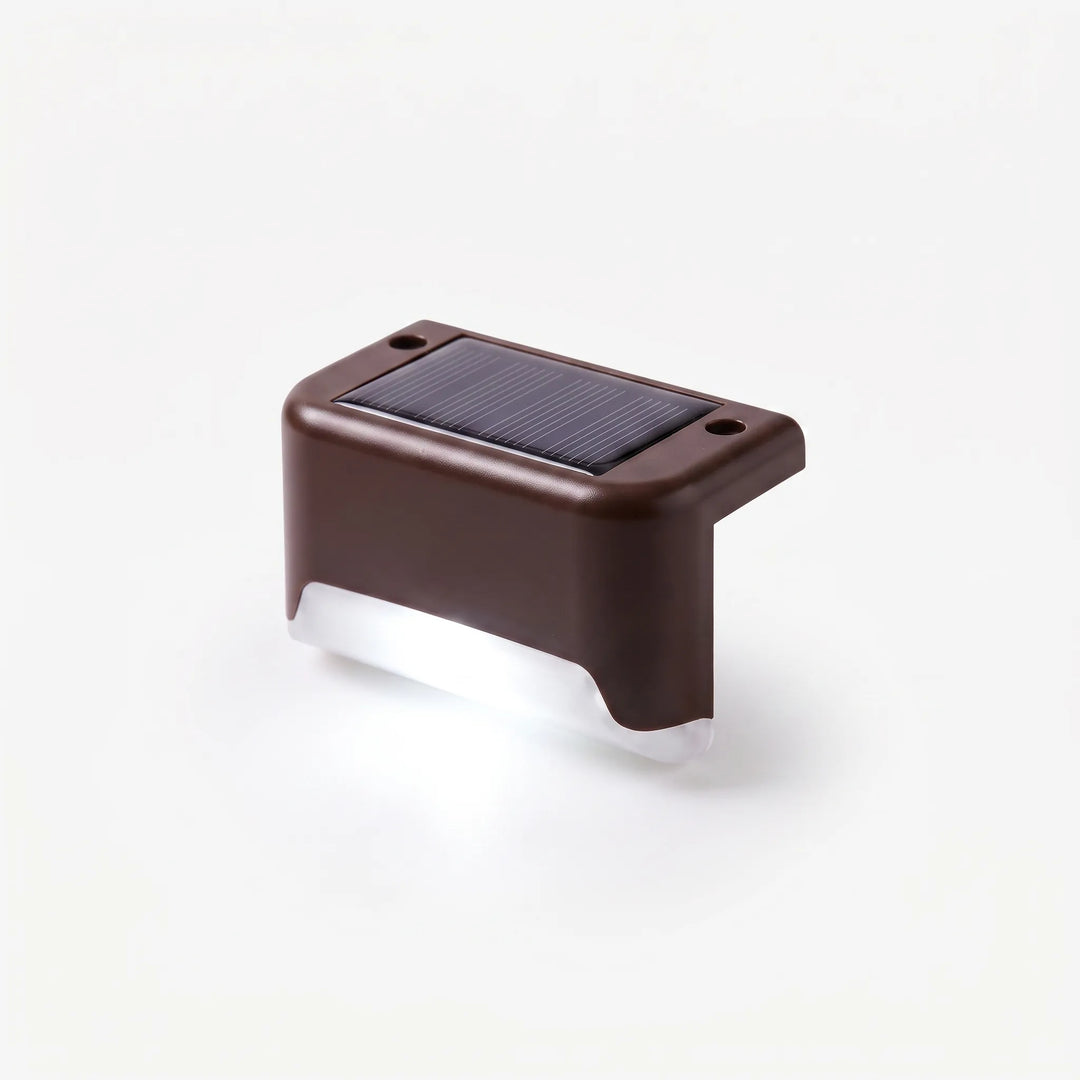 Automatic solar LED lights illuminate outdoor steps, paths & decks. Waterproof, wireless, energy-saving.