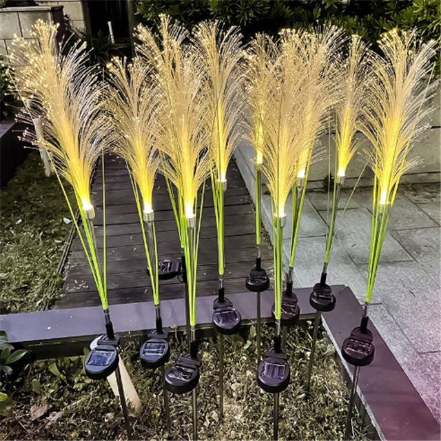 Solar reed light bundle, offering energy efficient and stylish outdoor garden lighting.