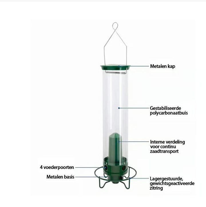 Outdoor wildlife feeder: squirrel-proof design ensuring seeds are only for small birds, garden
