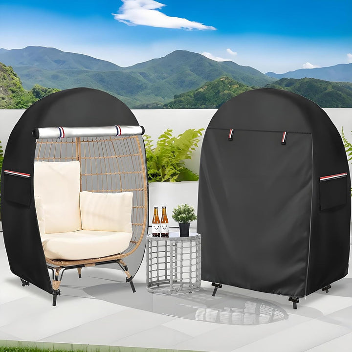 Premium waterproof egg chair cover for outdoor patio, garden, with strong double zipper closure.