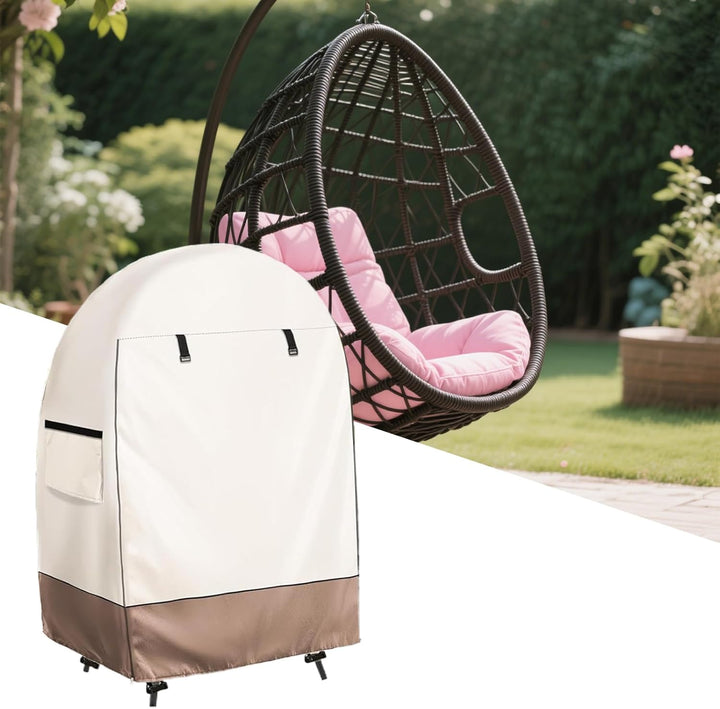 Durable waterproof egg chair cover, garden furniture protection, features easy-access double zipper.