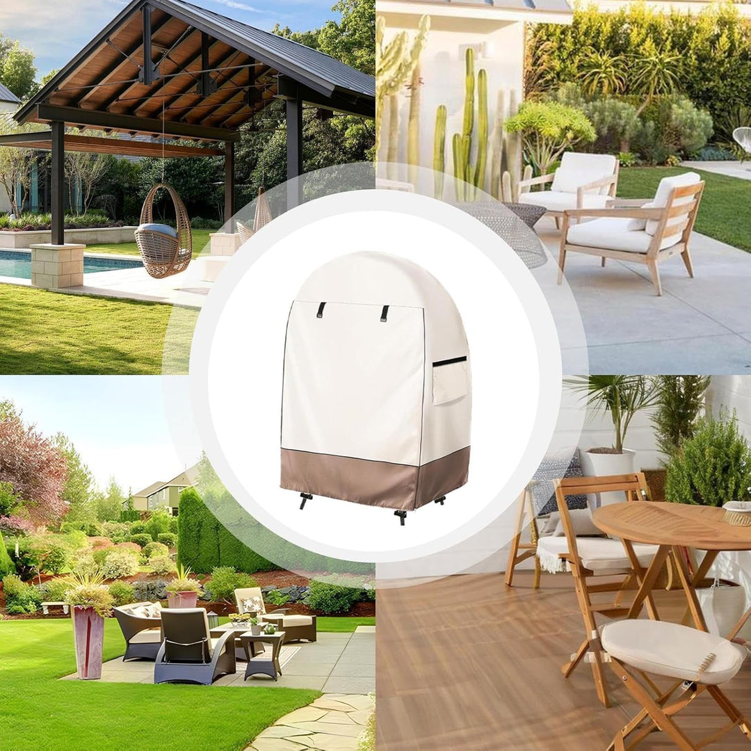 Patio egg chair cover, outdoor weather shield, double zipper, heavy-duty Oxford fabric protection.