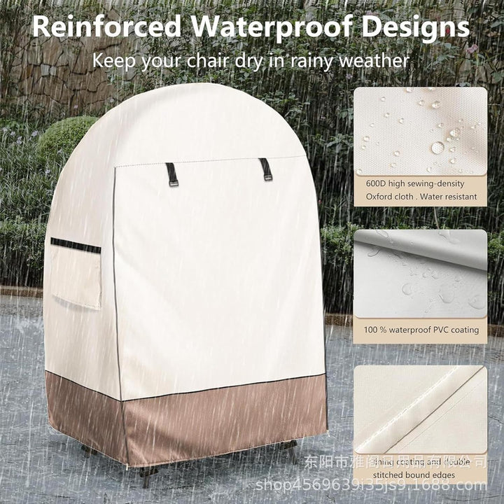 Garden egg chair cover, robust waterproof fabric, all-weather protection & secure double zipper.