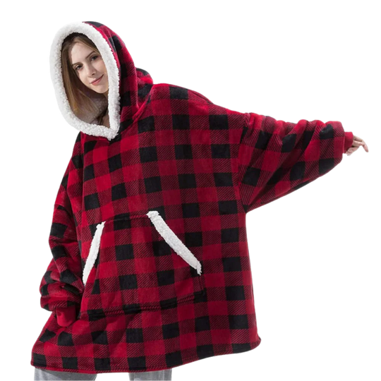 Oversized wearable blanket hoodie, super soft fabric provides warmth & luxury for home comfort.