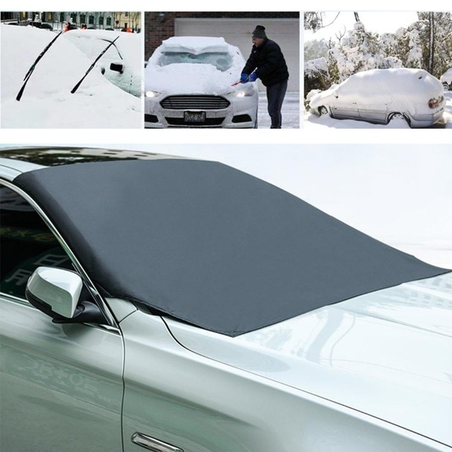 Universal magnetic car windshield cover: all-season snow, ice, sun & UV protection.