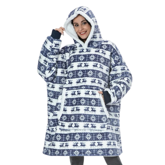 Giant wearable hoodie in a deep green, perfect for lounging, offering soft, comfortable warmth for all.