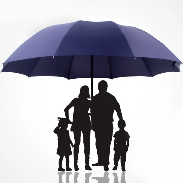 Large windproof folding family umbrella for ultimate rain protection.