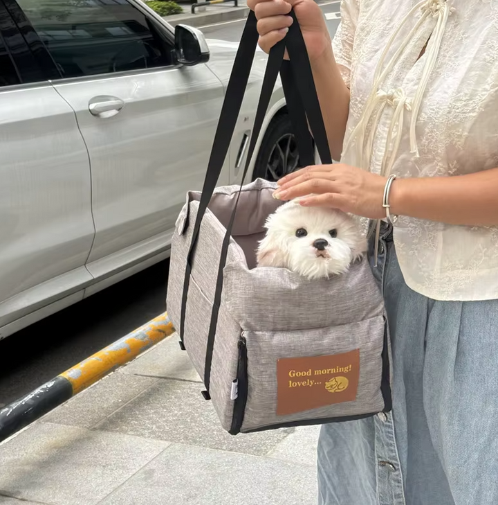 Dog car accessory: a padded travel seat providing elevated comfort and security.