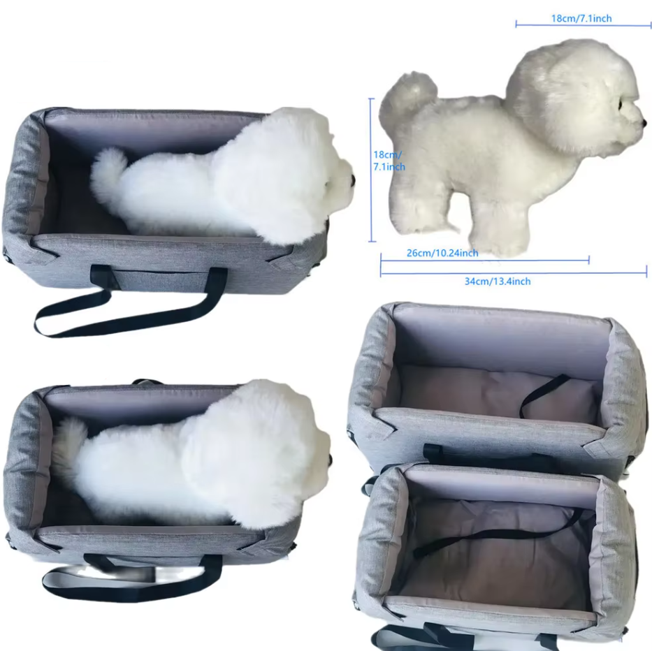 Close-up of the plush padding inside a dog car safety seat, ensuring pet comfort.