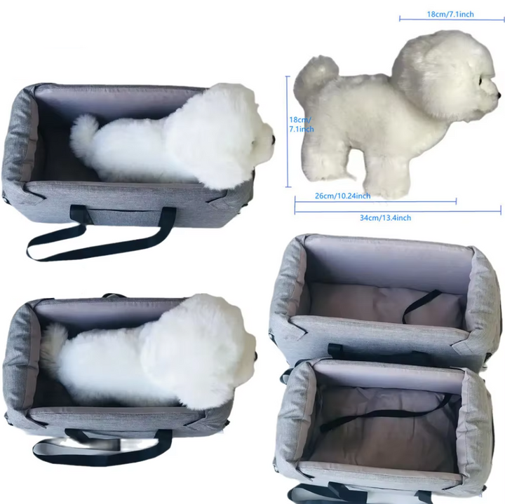 Close-up of the plush padding inside a dog car safety seat, ensuring pet comfort.