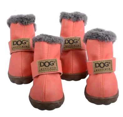 Dog snow boots hanging, ready for outdoor winter adventures and paw safety