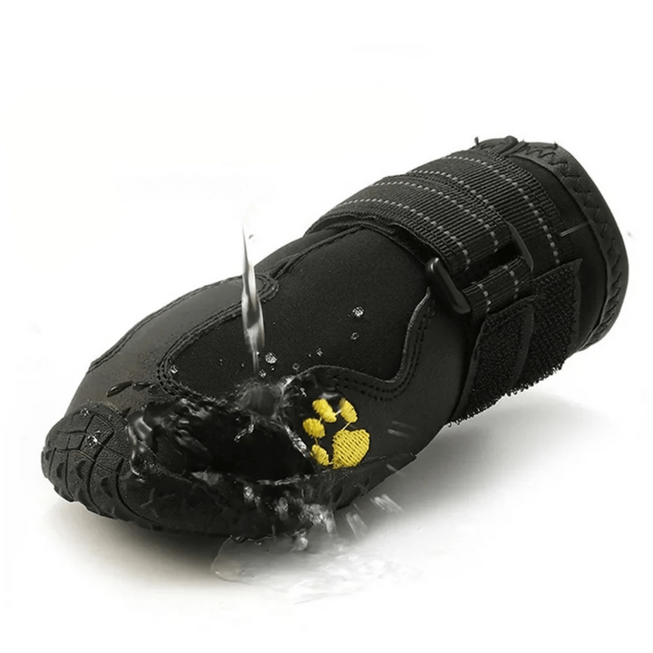 Close-up of waterproof dog boot sole, showing non-slip grip suitable for all seasons.
