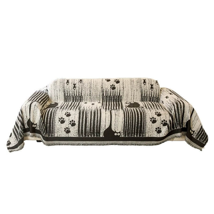 Light gray Paw Print Chenille anti-scratch sofa cover, a practical and decorative pet accessory.