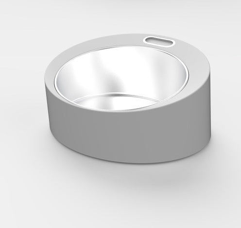 Top view of PawScale dog feeder, highlighting the smart scale and durable stainless steel construction.
