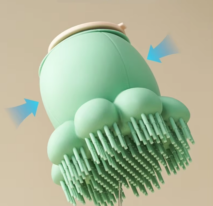 Dog and cat bath brush, a pet grooming tool with soap dispenser for quick and easy washing