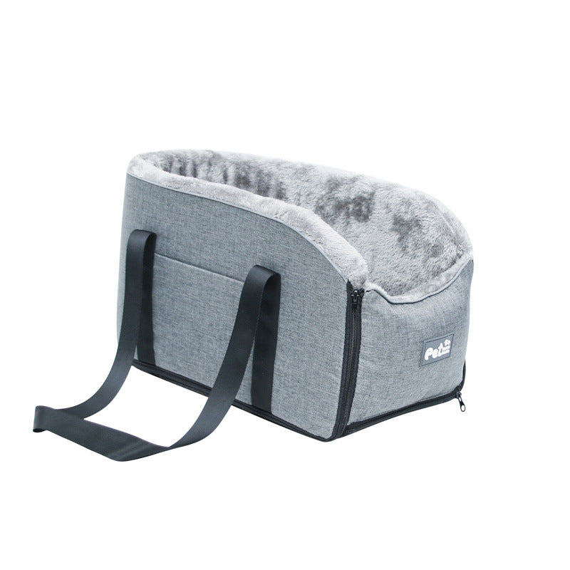 Compact car armrest booster seat for dogs & cats, easy to install for pet safety travel.